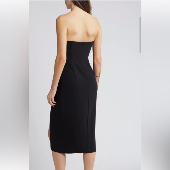 New Amanda Uprichard black Puzzle Strapless Midi Dress - Picture 6 of 7